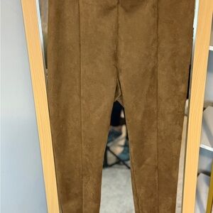 Loft Pants Brown Faux Suede Career Casual‎ Straight Leg Womens Size Medium